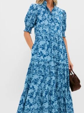 HYACINTH HOUSE
Steel Blue Floral Bennett Maxi Dress NWT